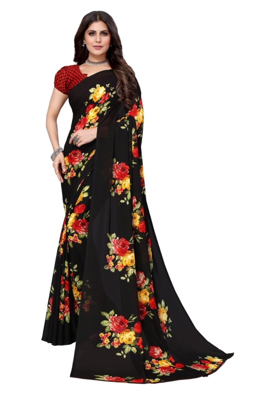 Fancy Georgette Printed Saree With blouse
